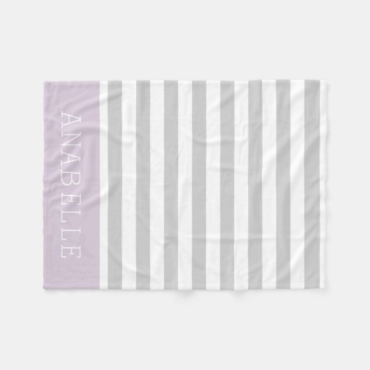 Monogramm der grauen und der Lilac-Streifen | Edit Fleecedecke (Vorderseite (Horizontal))