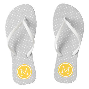 Monogramm der grauen und gelben kleinen Punkte Badesandalen