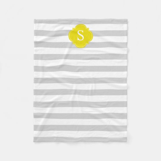 Monogramm der grauen und gelben Streifen Fleecedecke (Vorderseite)