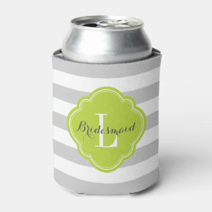 Monogramm der grauen und grünen Preppy-Streifen Dosenkühler