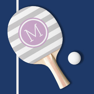 Monogramm der grauen und Lila Preppy-Streifen Tischtennis Schläger