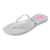 Monogramm der grauen und rosa Tiny Dots Badesandalen (Schrägansicht)