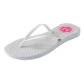 Monogramm der grauen und rosa Tiny Dots Badesandalen (Schrägansicht)