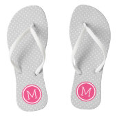 Monogramm der grauen und rosa Tiny Dots Badesandalen (Fußbett)