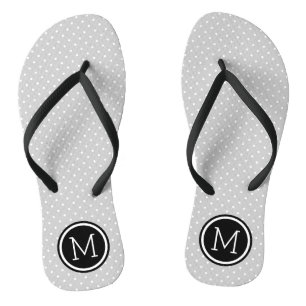 Monogramm der grauen und schwarzen Tiny Dots Badesandalen