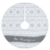 Monogramm der grauen und weißen Messe Polyester Weihnachtsbaumdecke (Vorderseite)