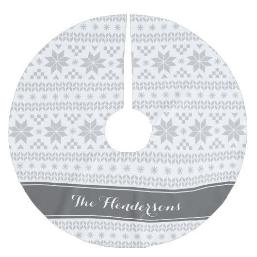 Monogramm der grauen und weißen Messe Polyester Weihnachtsbaumdecke (Vorderseite)