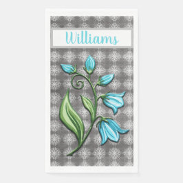 Monogramm der grauen und weißen Spitzen-Bell-Blume Serviette