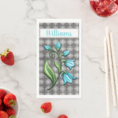 Monogramm der grauen und weißen Spitzen-Bell-Blume Serviette (Beispiel)