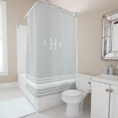 Monogramm der grauen und weißen Streifen Duschvorhang (Beispiel)