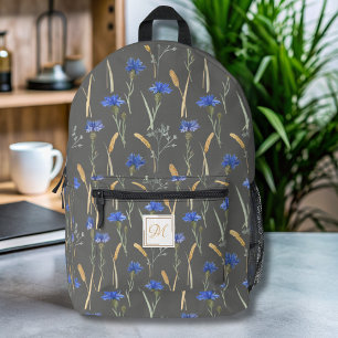 Monogramm der grauen Wildblume Bedruckter Rucksack