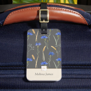 Monogramm der grauen Wildblume Gepäckanhänger