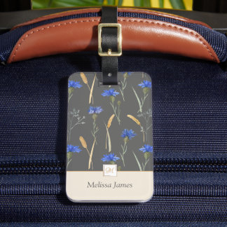Monogramm der grauen Wildblume Gepäckanhänger