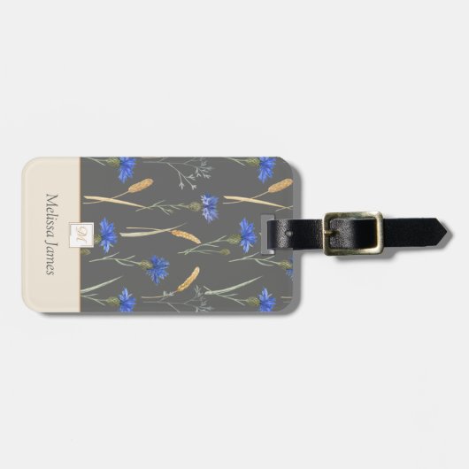 Monogramm der grauen Wildblume Gepäckanhänger (Vorderseite horizontal)