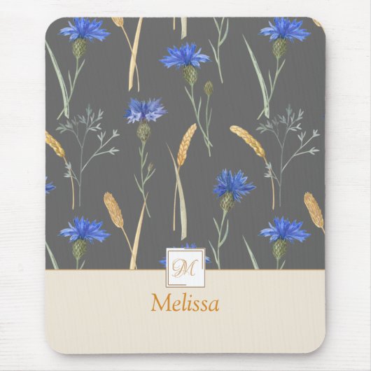 Monogramm der grauen Wildblume Mousepad (Vorne)