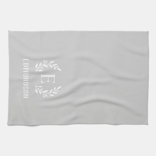 Monogramm der Grauzweigstelle | Editierbare Farben Geschirrtuch (Horizontal)