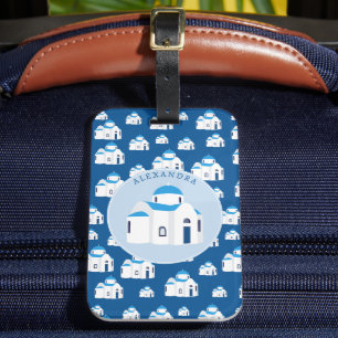 Monogramm der griechischen Insel Santorini Gepäckanhänger