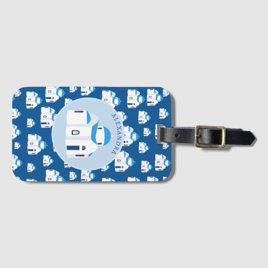 Monogramm der griechischen Insel Santorini Gepäckanhänger (Vorderseite (Horizontal))