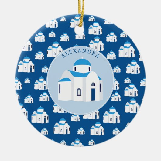 Monogramm der griechischen Insel Santorini Keramik Ornament (Vorne)