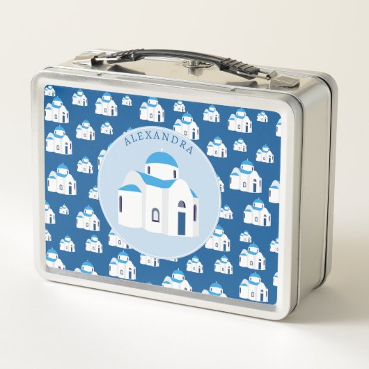 Monogramm der griechischen Insel Santorini Metall Brotdose (Rückseite)