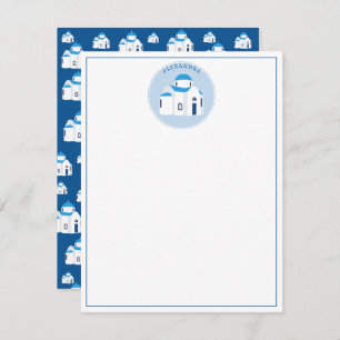 Monogramm der griechischen Insel Santorini Mitteilungskarte