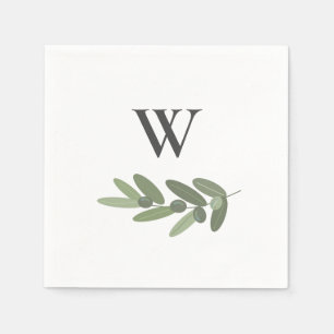 Monogramm der grünen Olive Branch Serviette