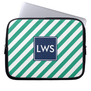 Monogramm der grünen Streifen Laptopschutzhülle