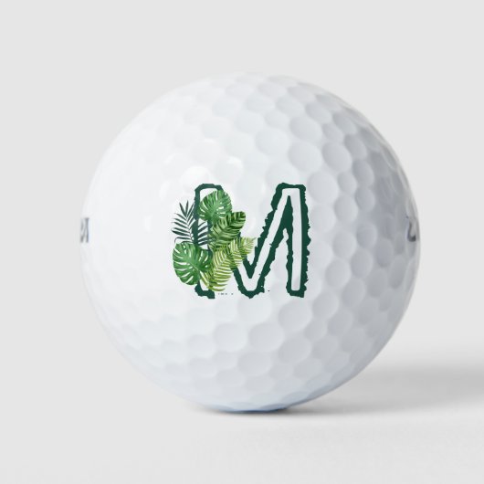 Monogramm der grünen tropischen Blätter m Golfball (Vorderseite)