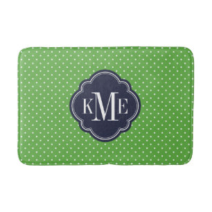 Monogramm der grünen und niederen Punkte Badematte