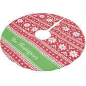 Monogramm der grünen und roten Messe Polyester Weihnachtsbaumdecke (Schrägansicht)