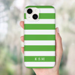 Monogramm der grünen und weißen Streifen Case-Mate iPhone Hülle<br><div class="desc">Einfache,  elegante und klassische gemusterte Streifen,  personalisiert mit Ihren Monogramm-Initialen oder Namen. Klicken Sie auf Anpassen,  um Schriftart und Farben zu ändern,  um Ihr eigenes,  einzigartiges Design zu erstellen. Kostbare Sondergeschenke!</div>