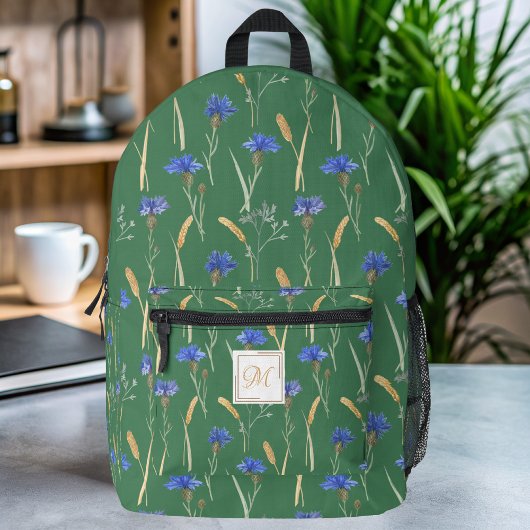 Monogramm der grünen Wildblume Bedruckter Rucksack
