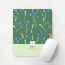 Monogramm der grünen Wildblume Mousepad