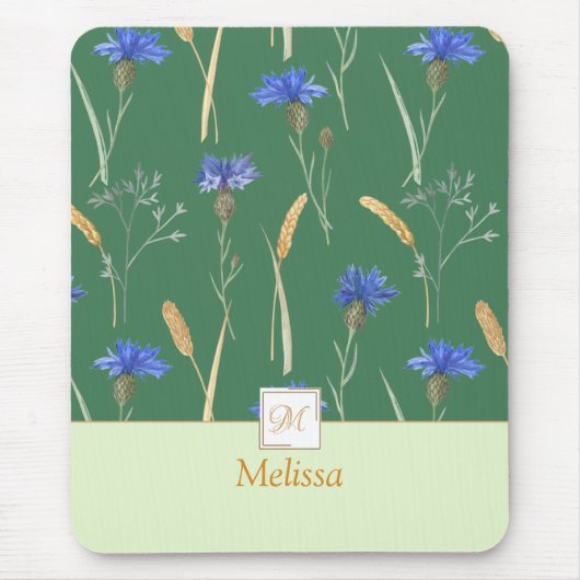 Monogramm der grünen Wildblume Mousepad (Vorne)