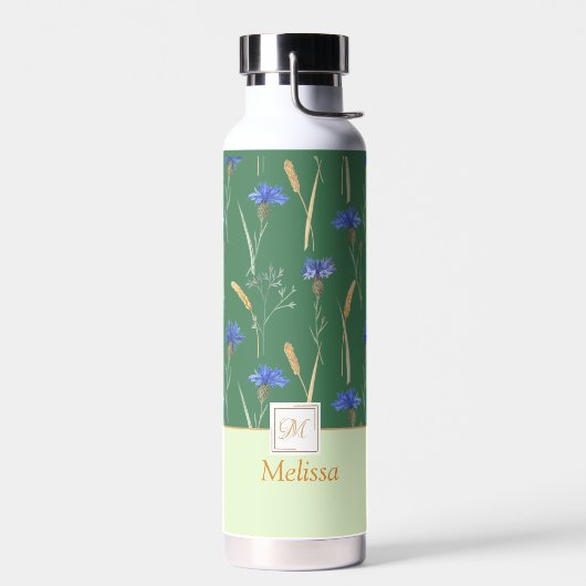 Monogramm der grünen Wildblume Trinkflasche (Links)