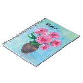 Monogramm der handgemalten Peony-Blume Notizblock (Linke Seite)