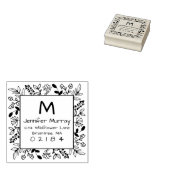 Monogramm der handgezogenen Gerahmten Rücksendeadr Gummistempel (Stempel)
