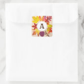 Monogramm der Herbstlaube Quadratischer Aufkleber (Tasche)
