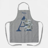 Monogramm der Hibisken-Blume Initial A Name Schürze (Vorderseite)