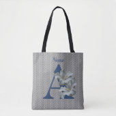 Monogramm der Hibisken-Blume Initial A Name Tote B Tasche (Vorderseite)