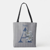 Monogramm der Hibisken-Blume Initial A Name Tote B Tasche (Rückseite)