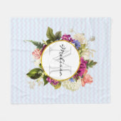 Monogramm der hübsch rosa Aquarell-Blume Fleecedecke (Vorderseite (Horizontal))