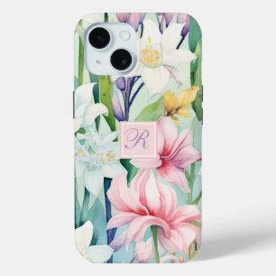 Monogramm der hübschen Pastellfarben Rosa und Weiß Case-Mate iPhone Hülle