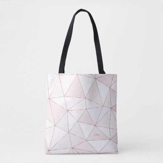 Monogramm der hübschen Rose Gold Geometric Muster Tasche (Vorderseite)
