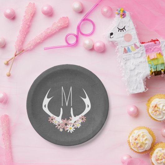 Monogramm der Inspirierten Blumenzange Pappteller (Party)