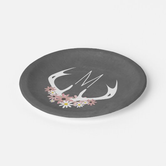 Monogramm der Inspirierten Blumenzange Pappteller (Schrägansicht)