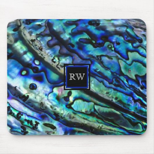 Monogramm der Irisierbaren Abalone-Muschel Mousepad (Vorne)