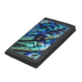 Monogramm der Irisierbaren Abalone-Muschel Tri-fold Geldbeutel