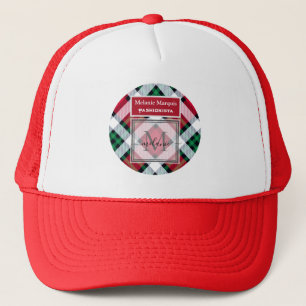 Monogramm der Karierten DIY-Muster in Rot und Grün Truckerkappe