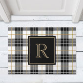 Monogramm der Karierten Tartan-Familie, schwarz un Fußmatte
